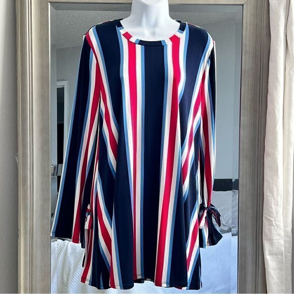 BCBGeneration Striped Wrist Tie A Line Dress Size S - Picture 1 of 7